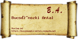 Bucsánszki Antal névjegykártya